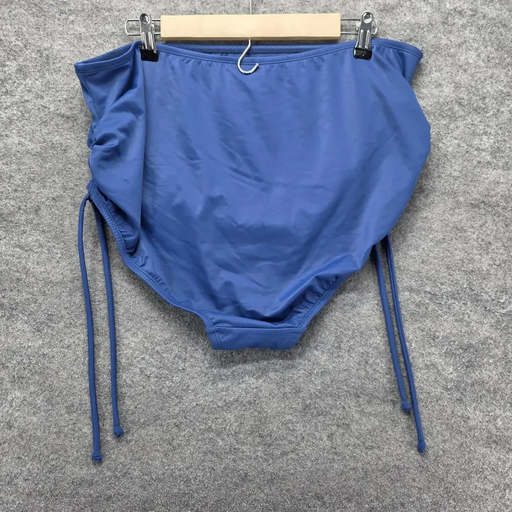 Beach Betty Bikini Bottom Womens 2X Blue High-Waisted Lined Drawstring Stretch